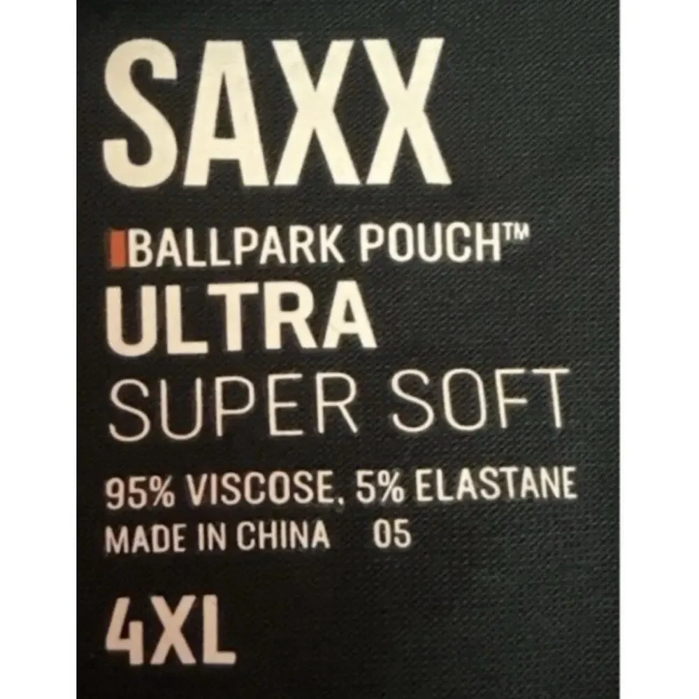 SAXX Boxer Briefs Men 4XL Black Ultra Super Soft BallPark Pouch NWT